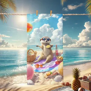 Cute Meerkat Beach Towel Tropical Paradise Microfiber, Quick Dry Sand Free Lightweight for Vacation Pool Picnic Essentials 62x31 Inch