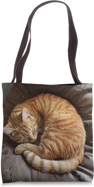 Cute Orange Cat Sleeping for Cat Lovers Merch Tote Bag