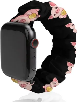 Cute Pig Holding Bitcoin Fashion Watch Strap Scrunchies Wristbands Compatible With IWatch Series