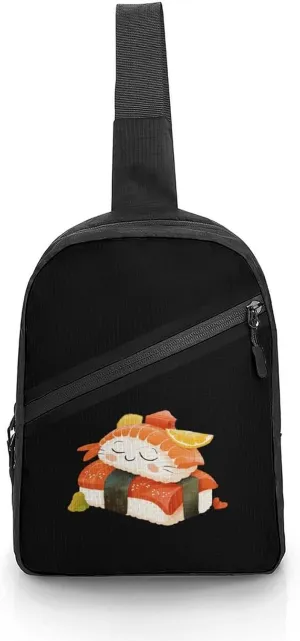 Cute Sleeping Sushi Japanese Food Sling Bag for Men Women Lightweight Crossbody Backpack Shoulder Bag for Sports And Outdoor