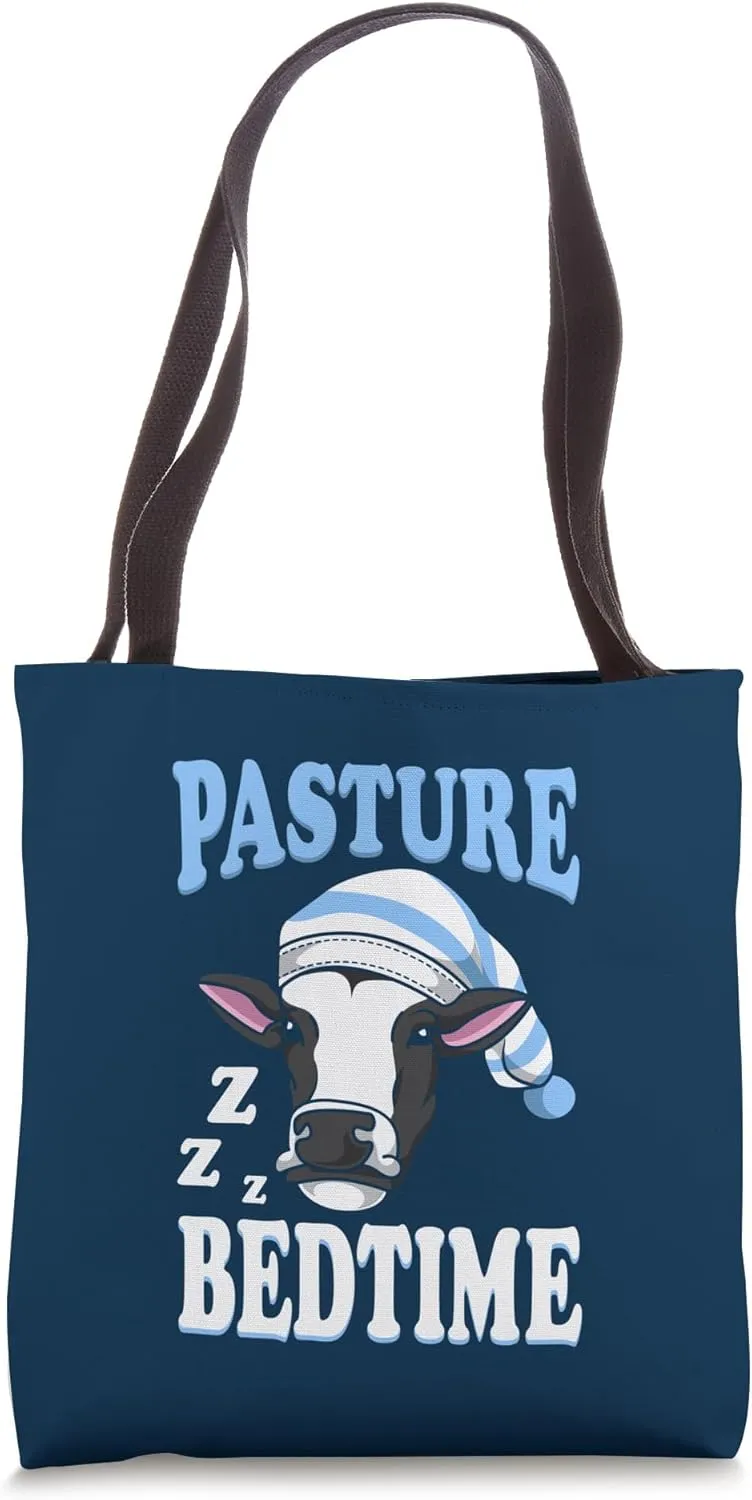 Cute Sleepy Cow Pasture Bedtime Tote Bag
