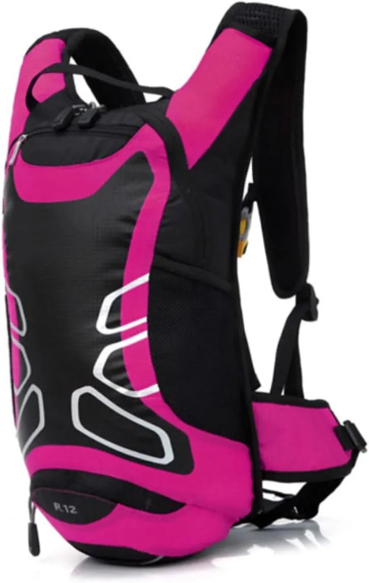 Cycling Backpack 12l Capacity Hiking Water Bladder Bag Nylon Bike Bag Waterproof Rucksack Large Volume (rosy)