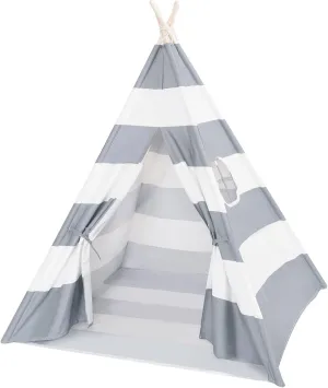 DalosDream Kids Teepee Tent with Mat & Carry Case- Kids Foldable Play Tent for Indoor Outdoor, Grey Canvas Teepee - Kids Playhouse - Portable Kids Tent