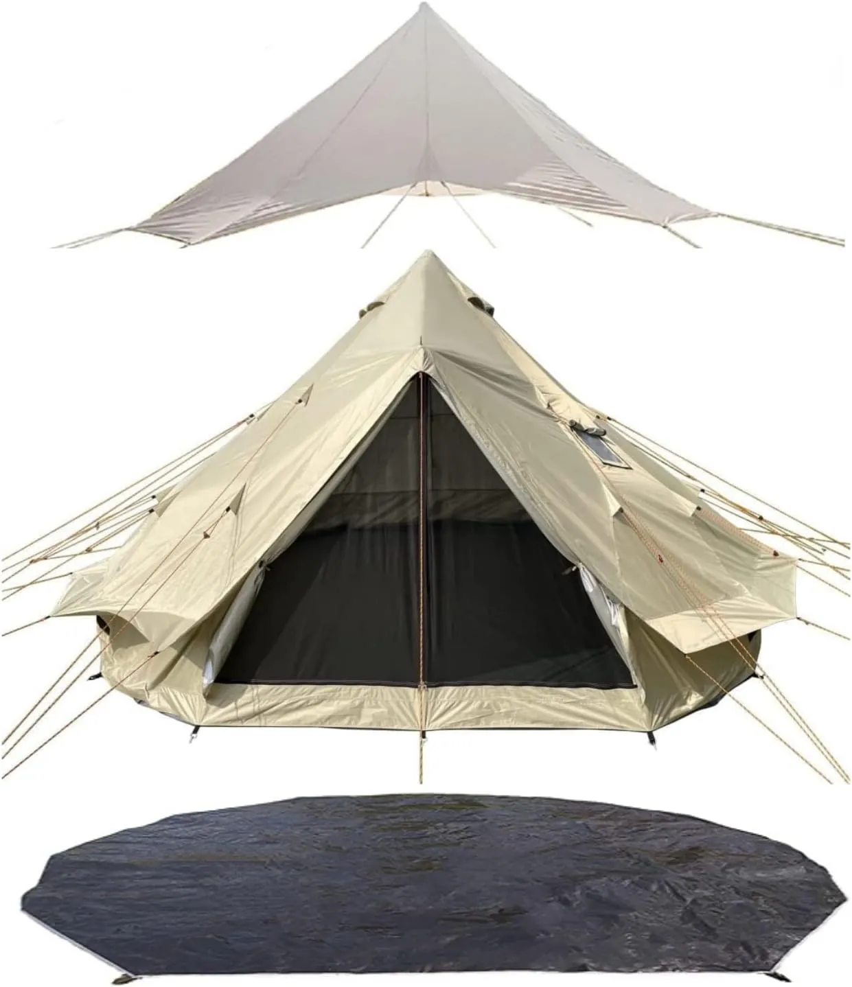 DANCHEL OUTDOOR B2 6 Person 16.4ft/5M Yurt Tent for Camping, 4 Season Bell Tent with Waterproof Rain Fly Footprint for All Year Living