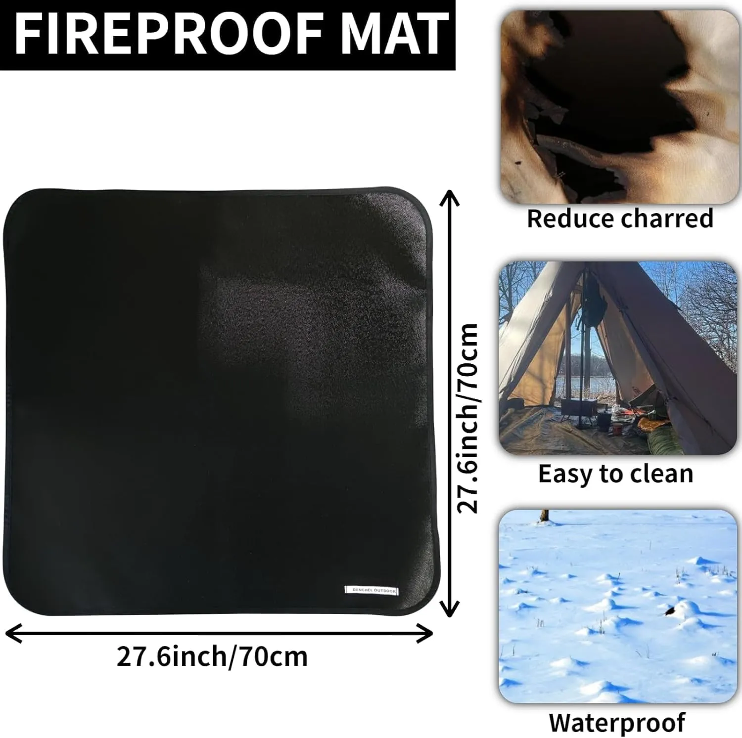 DANCHEL OUTDOOR Portable Wood Burning Stove with Fireproof Mat for Hot Tents– 304 Stainless Steel Folding Camping Stove Secondary Combustion Camping, 8.2FT Pipe