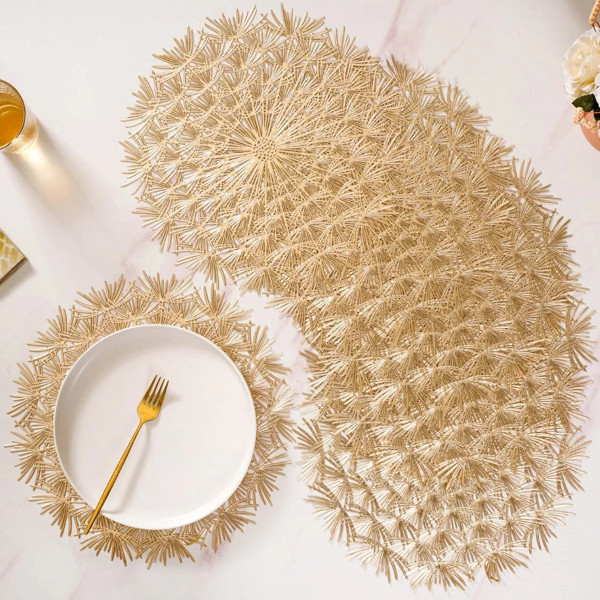 Dandelion Table Mat Set Of 6 Gold