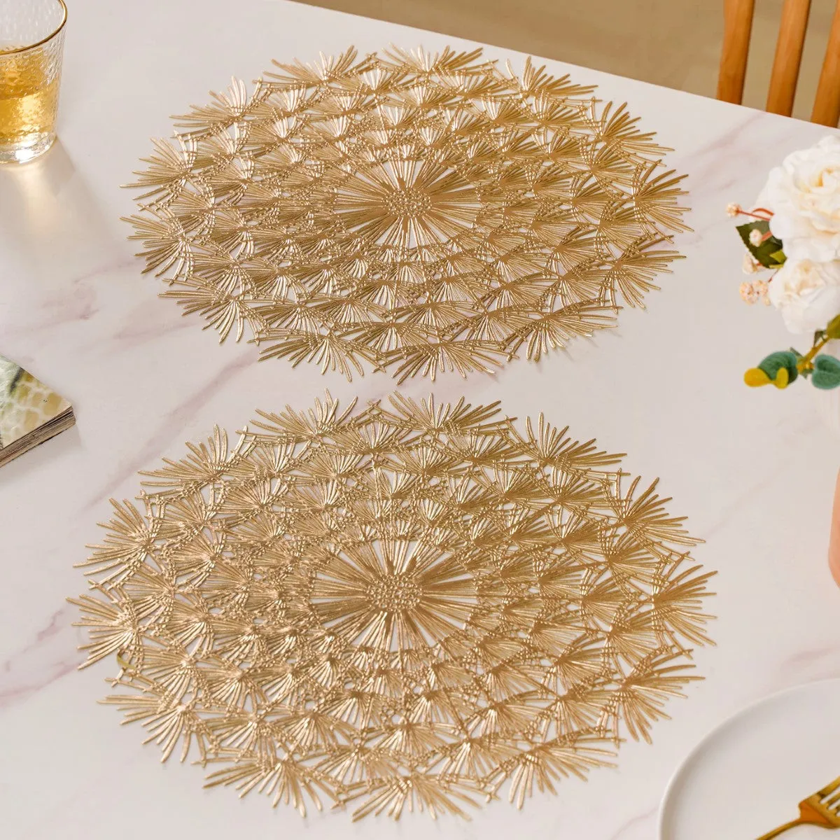 Dandelion Table Mat Set Of 6 Gold