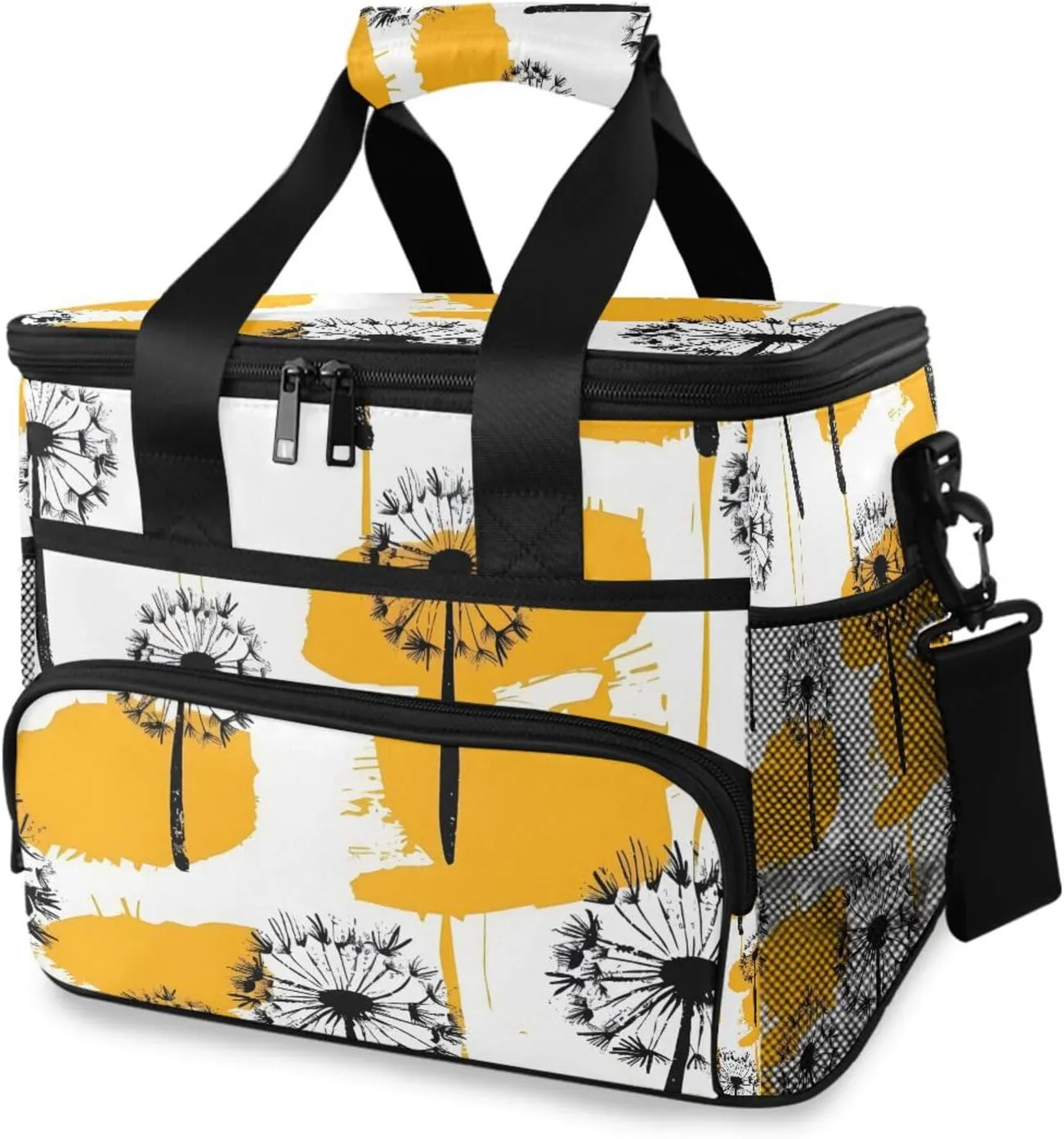 Dandelion Yellow Flower Cooler Bag Insulated Cooler Soft Sided Cooler 24 Can Portable Picnic Bag Large Leakproof Lunch Bag Box for Beach Grocery Camping Travel Car Men Women
