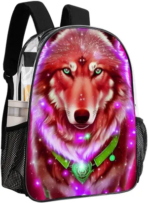 Daypack Backpack Anti-Theft Multipurpose Big Capacity Bookbag - Universe Galaxy Magic Wolf In The Space Art Business Computer Bag Transparent Bag