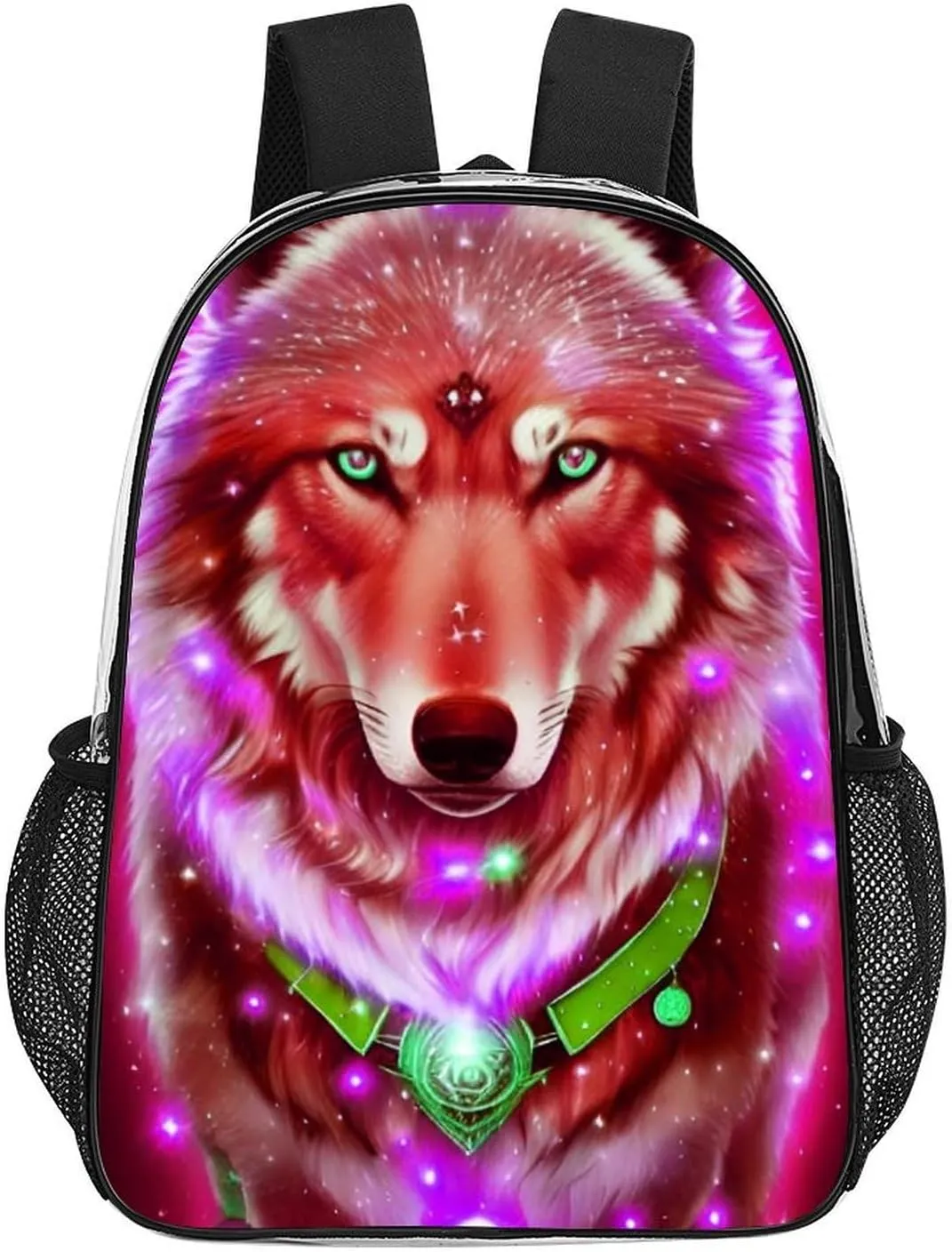Daypack Backpack Anti-Theft Multipurpose Big Capacity Bookbag - Universe Galaxy Magic Wolf In The Space Art Business Computer Bag Transparent Bag