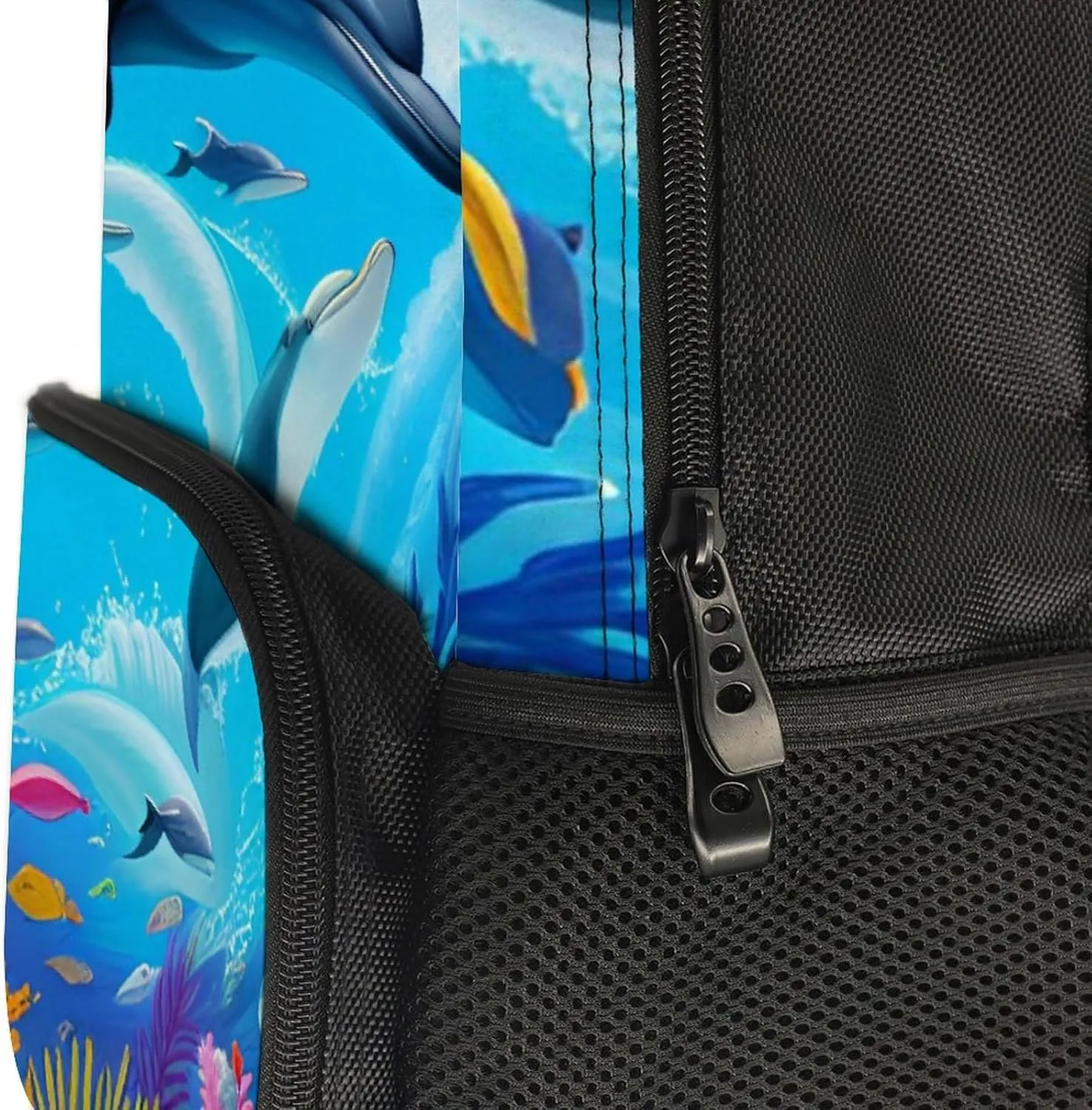 Daypack Backpack Anti-Theft Multipurpose Large Capacity Carry On Bag - Dolphins Sea Underwater Beautiful Sea World Art Traveling & Camping Backpack With Side Pockets