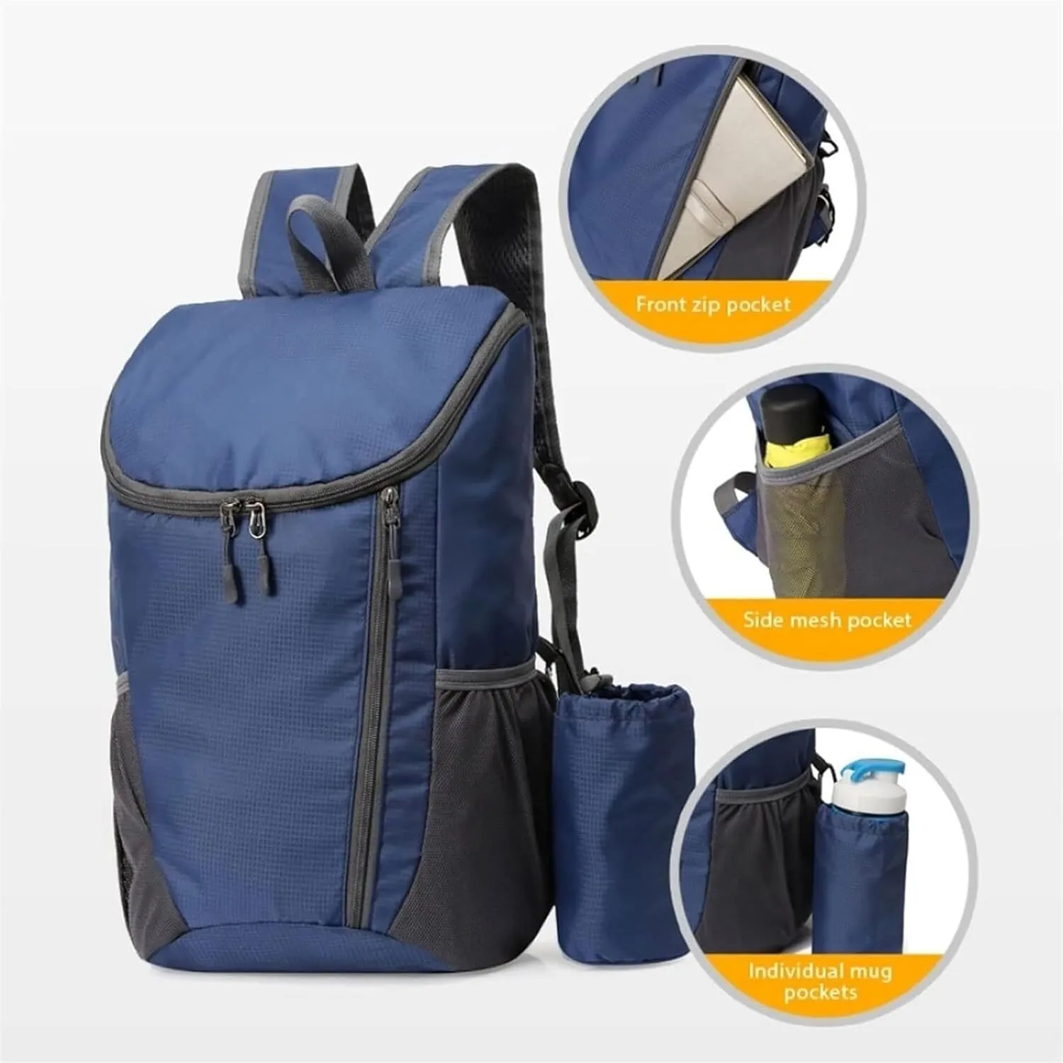 Daypacks Outdoor, Camping Backpack Ultralight Backpack With Bottle Holder Folding Travel Lightweight Backpacking(C)