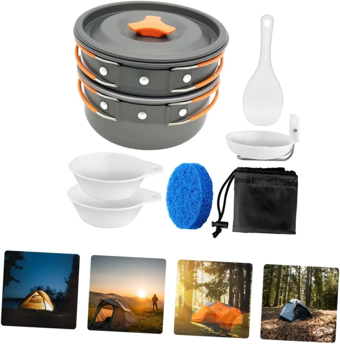 DECHOUS Travel Cooking Utensils Lightweight Outdoor Cookware for Hiking and Camping Portable with Skid Handle