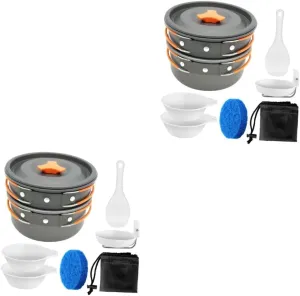 DECHOUS Travel Cooking Utensils Lightweight Outdoor Cookware for Hiking and Camping Portable with Skid Handle