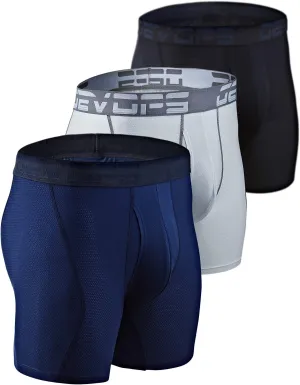 DEVOPS Men's Perfomance Cool Dry Mesh Underwear Boxer Trunk 6-inch Brief (3 Pack)