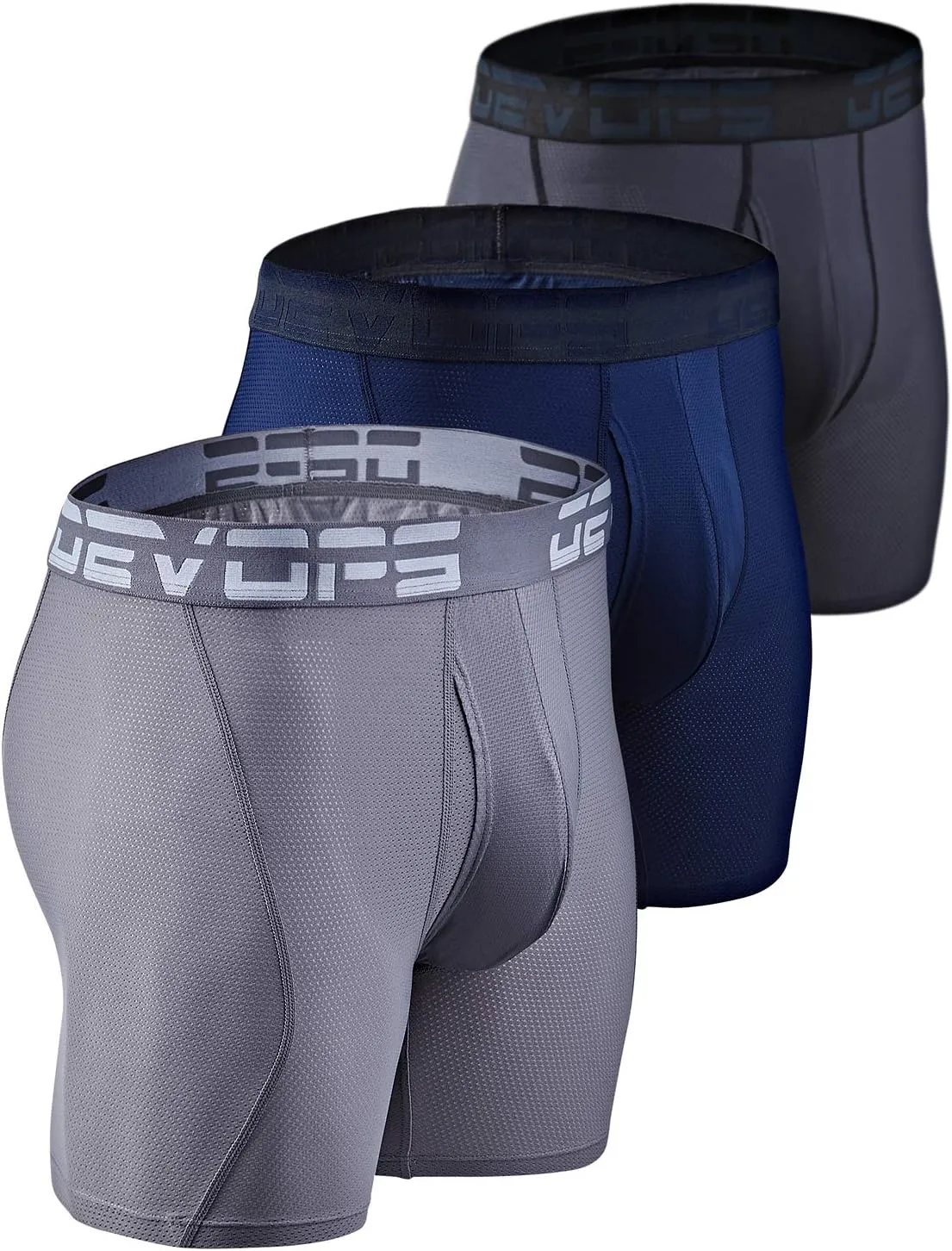 DEVOPS Men's Perfomance Cool Dry Mesh Underwear Boxer Trunk 6-inch Brief (3 Pack)