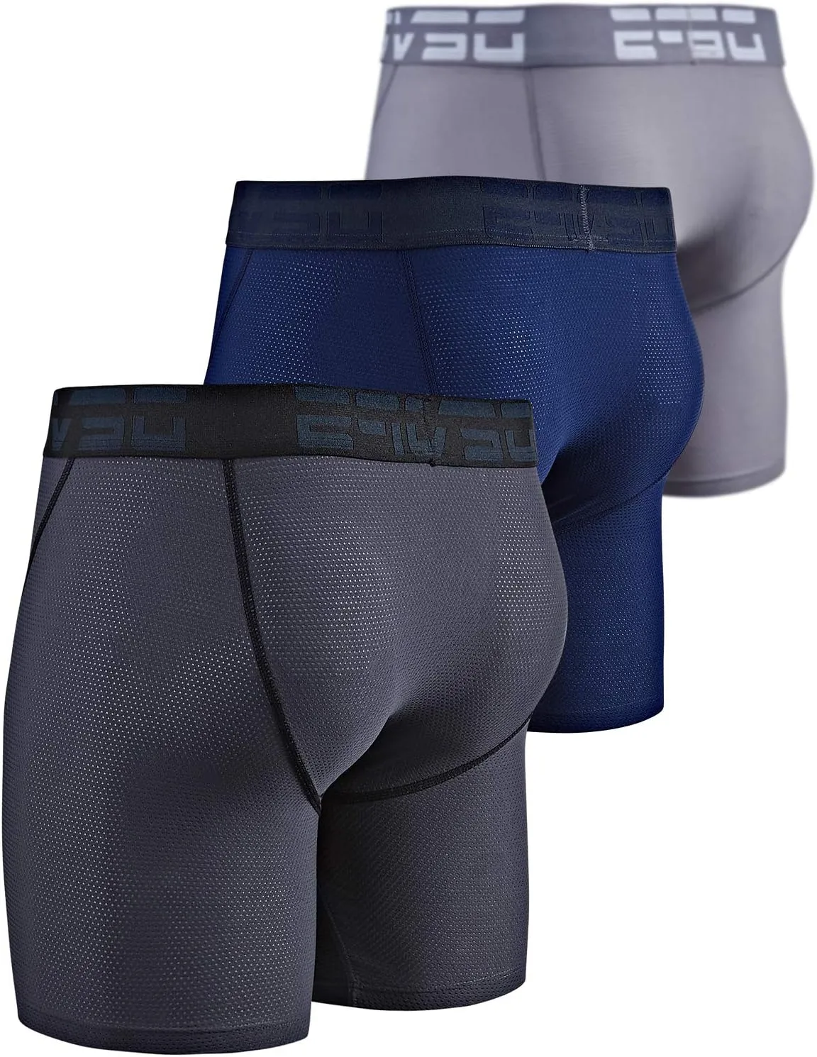 DEVOPS Men's Perfomance Cool Dry Mesh Underwear Boxer Trunk 6-inch Brief (3 Pack)