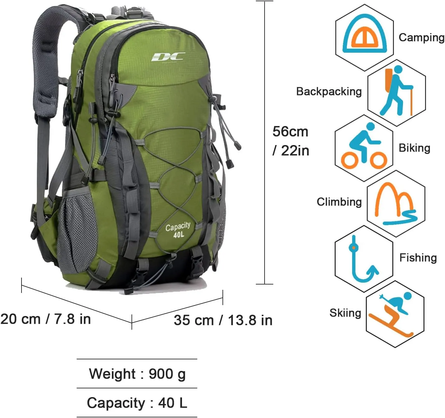 Diamond Candy Waterproof Hiking Backpack for Men and Women, Lightweight Day Pack for Travel Camping