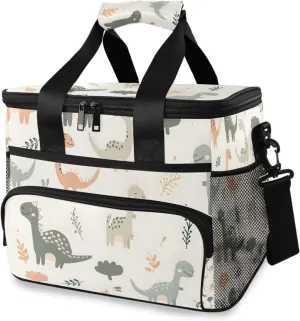 Dinosaur Childish Cute Animals Dino Cooler Bag Insulated Cooler Soft Sided Cooler 24 Can Portable Picnic Bag Large Leakproof Lunch Bag Box for Beach Grocery Camping Travel Car Men Women
