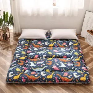 Dinosaur Japanese Floor Futon Mattress for Boys Girls, Thicken Tatami Mat Sleeping Pad Foldable Bed Roll Up Mattress Floor Lounger Bed Couches and Sofas for Kids Full Size