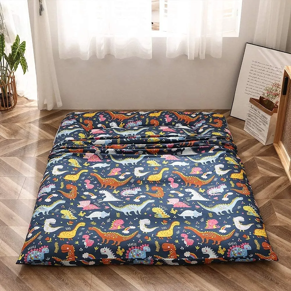 Dinosaur Japanese Floor Futon Mattress for Boys Girls, Thicken Tatami Mat Sleeping Pad Foldable Bed Roll Up Mattress Floor Lounger Bed Couches and Sofas for Kids Full Size
