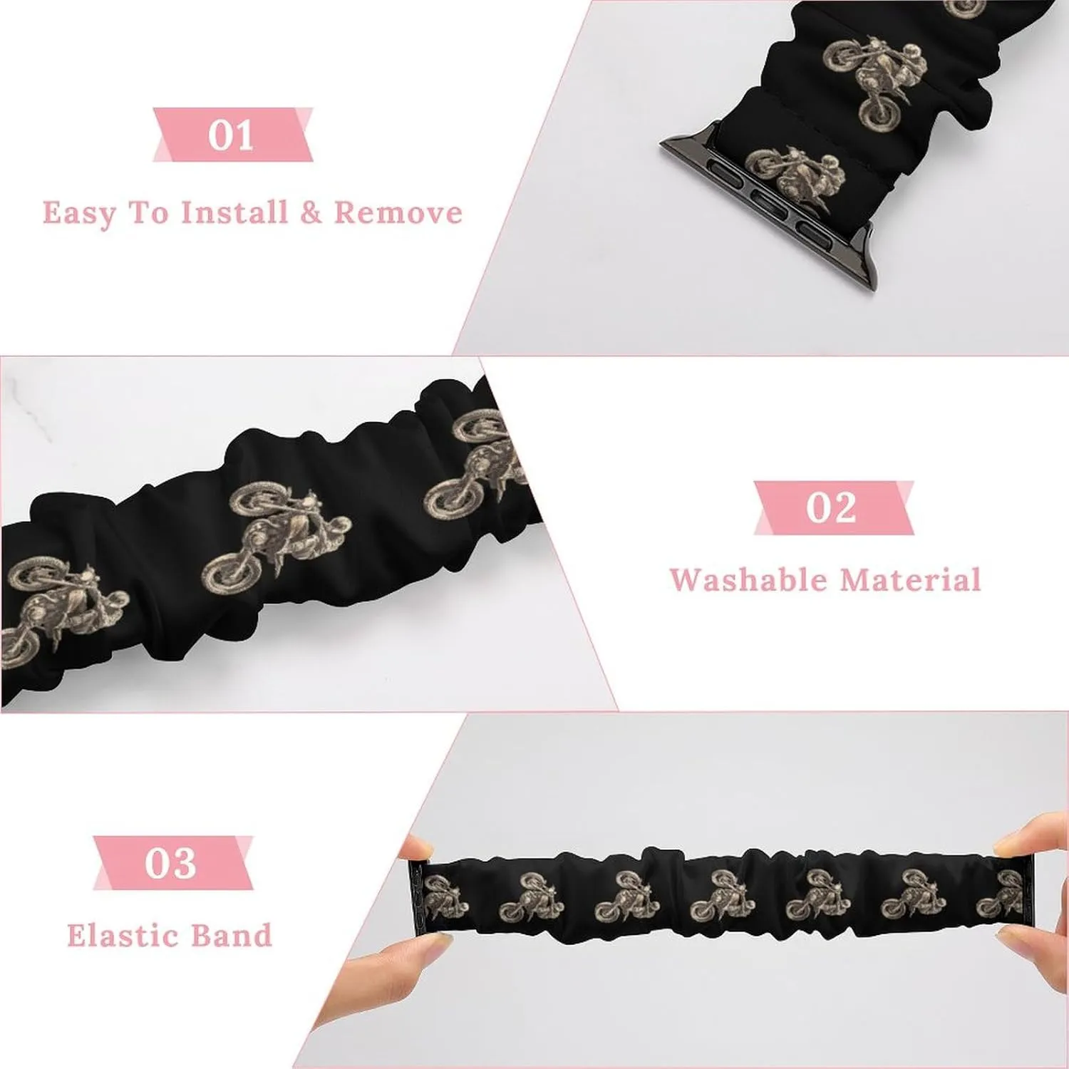 Dirt Motorcycle Mountain Biking Fashion Watch Strap Scrunchies Wristbands Compatible With IWatch Series