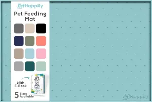 Dog Food Mat - Raised Edges Dog Mat for Food and Water Prevent Spill, Waterproof Cat Food Mat Protect Floors, Easy Clean Dog Bowl Mats for Food and Water, Silicone Pet Food Mat with E-Book