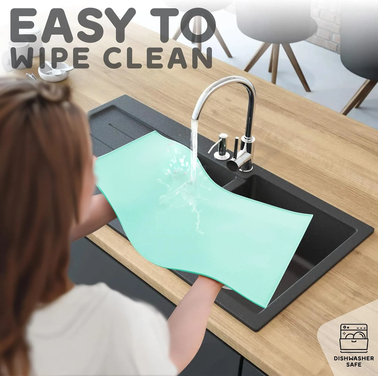Dog Food Mat - Raised Edges Dog Mat for Food and Water Prevent Spill, Waterproof Cat Food Mat Protect Floors, Easy Clean Dog Bowl Mats for Food and Water, Silicone Pet Food Mat with E-Book