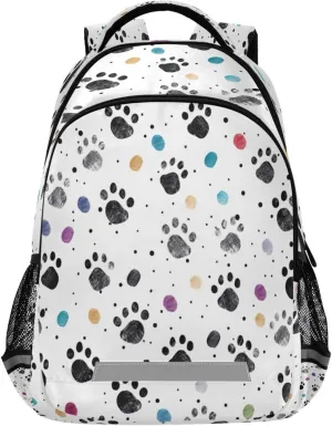 Dog Paw Prints Design Waterproof Backpack - Casual Outdoor Sports Daypack with Ergonomic Shoulder Straps#226