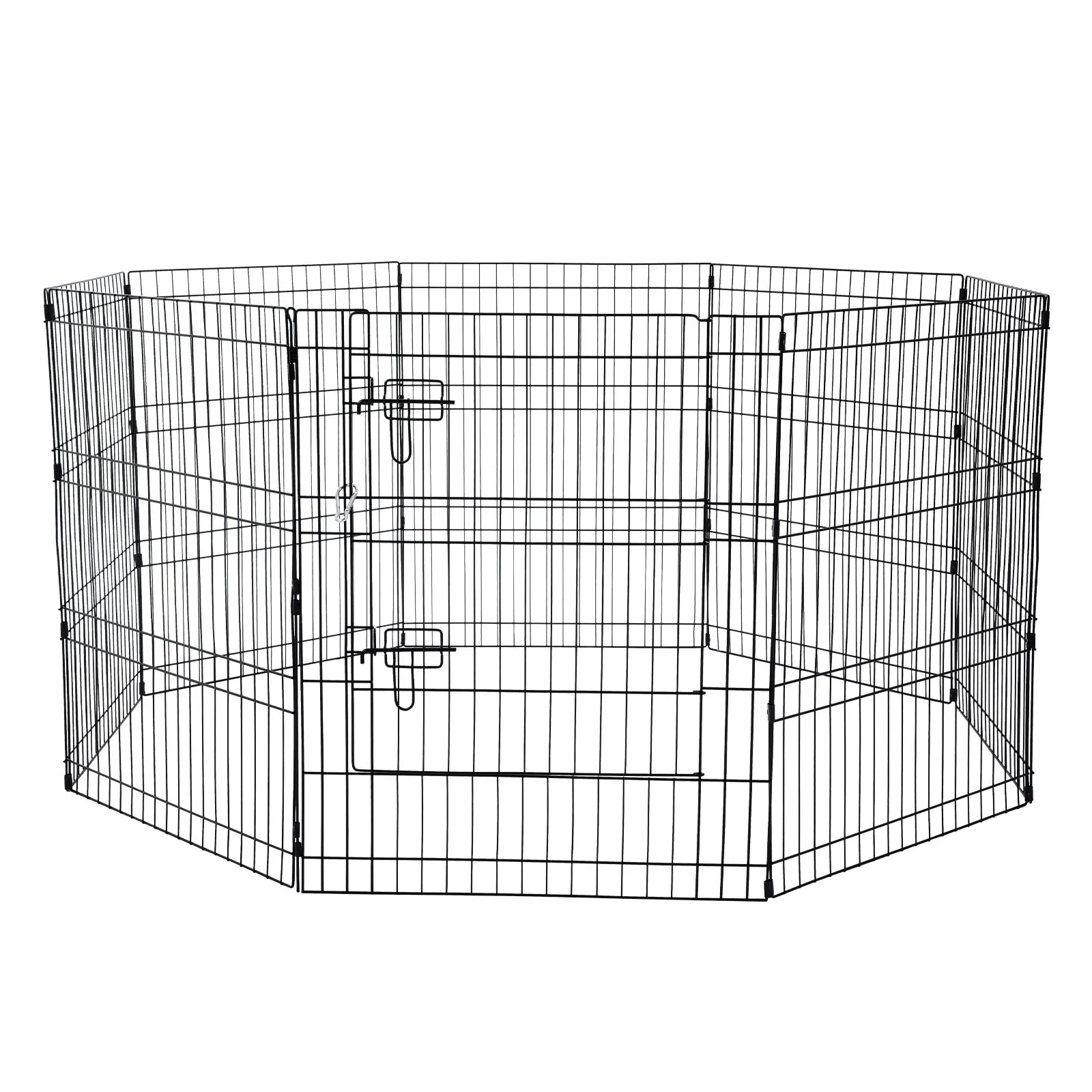 Dog Playpen 8 Panels Foldable Metal Dog Exercise Pen with Bottom Pad 30"H