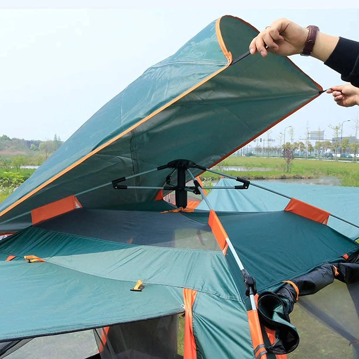 Dome Camping Tent 3-5 Person 4 Season Double Layers Anti-Windproof Tents Family Outdoor Camping Tent