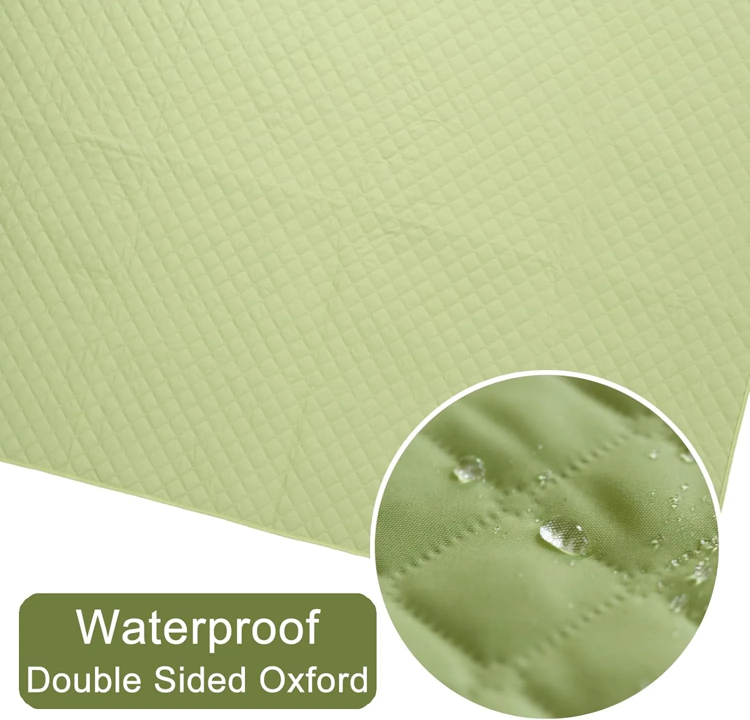 Double Sided Picnic Blanket with Storage Bag, 60'' x 80'' Waterproof Outdoor Blanket with Strap, Foldable Park Blanket for Picnic Camping Travel Beach, Machine Washable (Green)