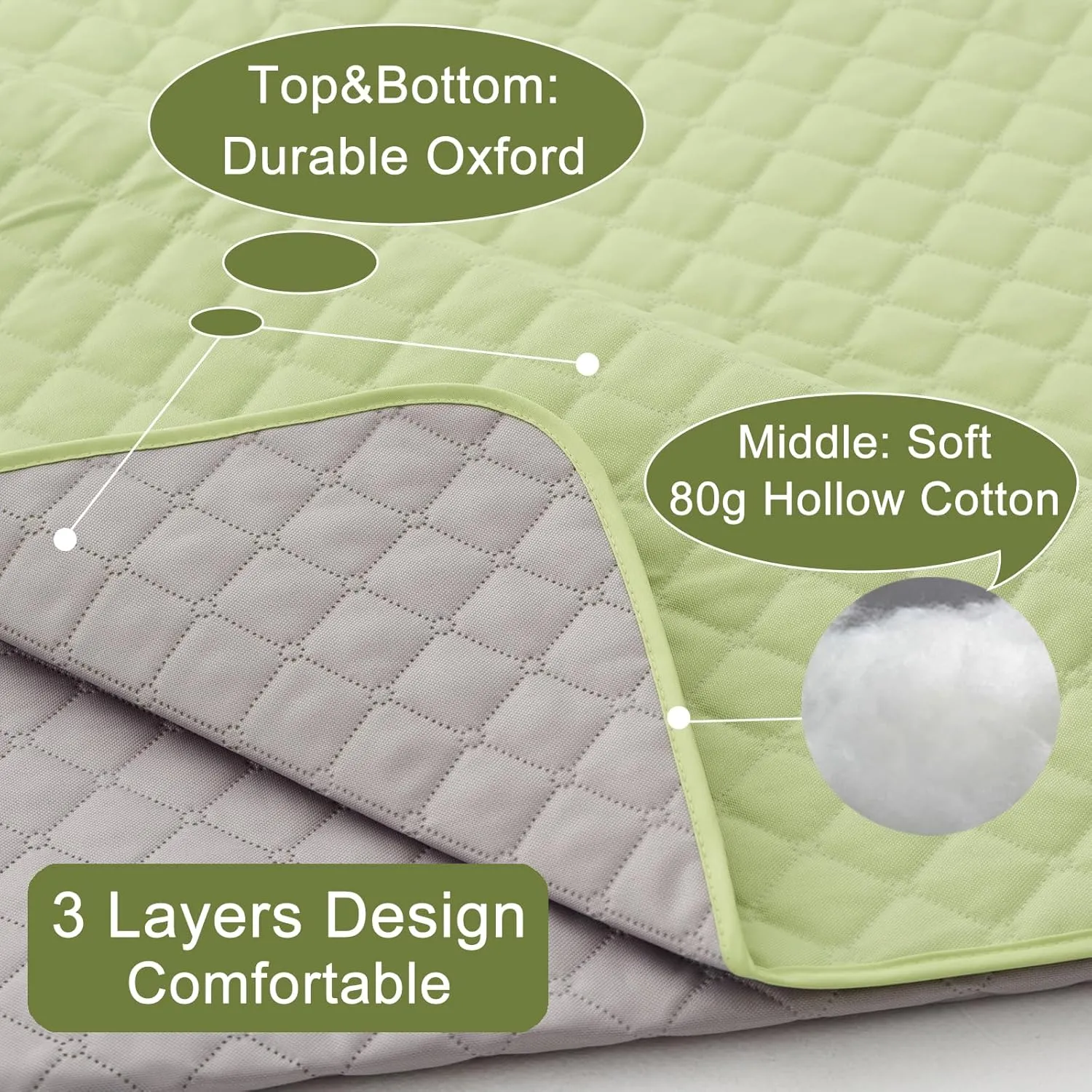 Double Sided Picnic Blanket with Storage Bag, 60'' x 80'' Waterproof Outdoor Blanket with Strap, Foldable Park Blanket for Picnic Camping Travel Beach, Machine Washable (Green)