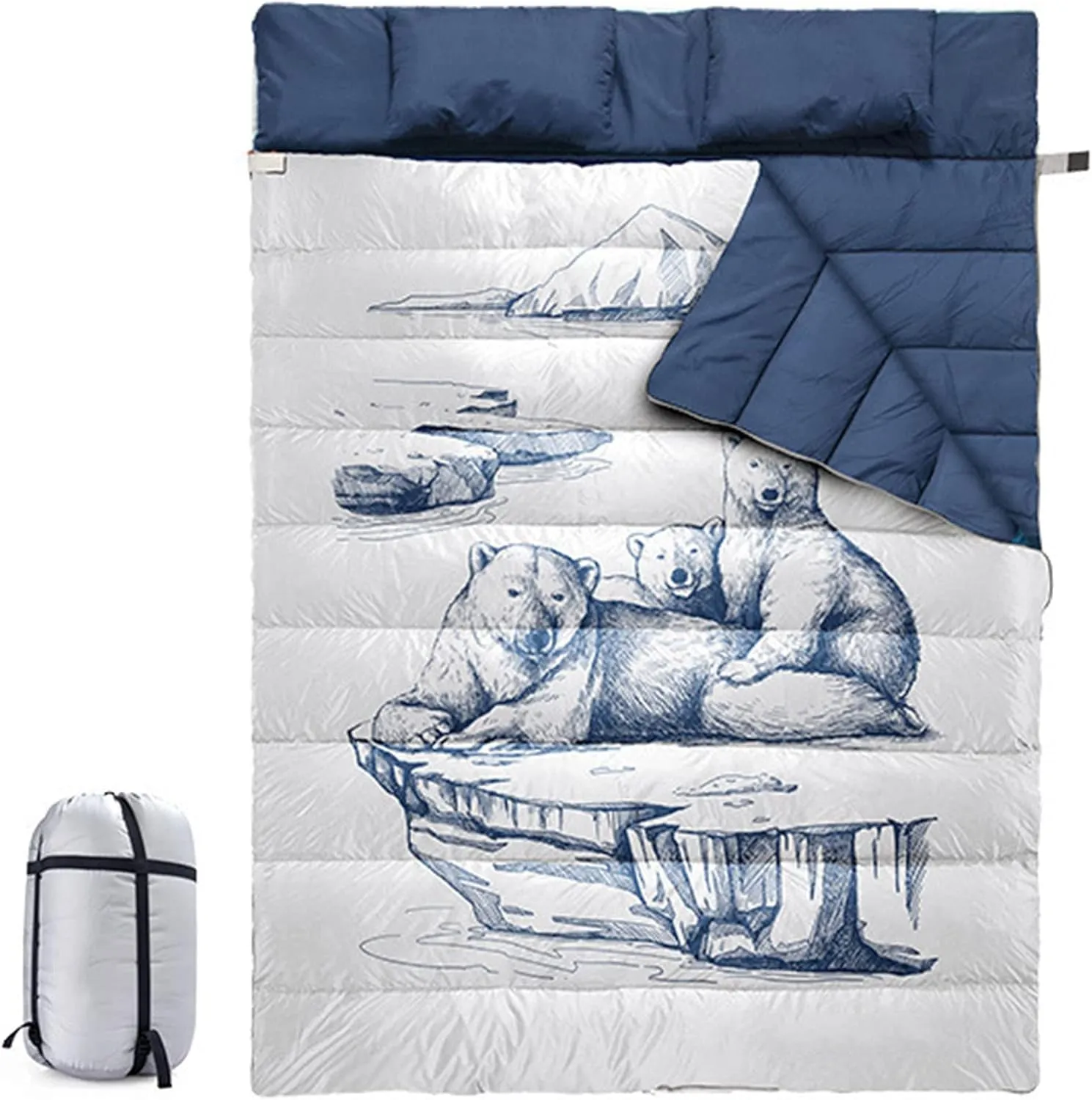 Double Sleeping Bags for Adults,Warm Cold Weather Detachable Sleeping Bag for Car Tent Campers,Waterproof Lightweight with Compression Sack Pillows