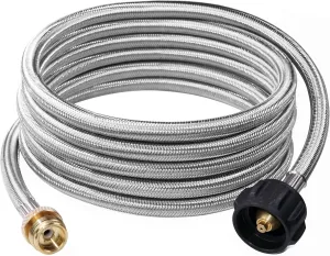 DOZYANT 12 Feet Stainless Steel Braided Propane Adapter Hose 1 lb to 20 lb Converter Replacement for QCC1/Type1 Tank Connects 1 LB Bulk Portable Appliance to 20 lb Propane Tank - Safety Certified