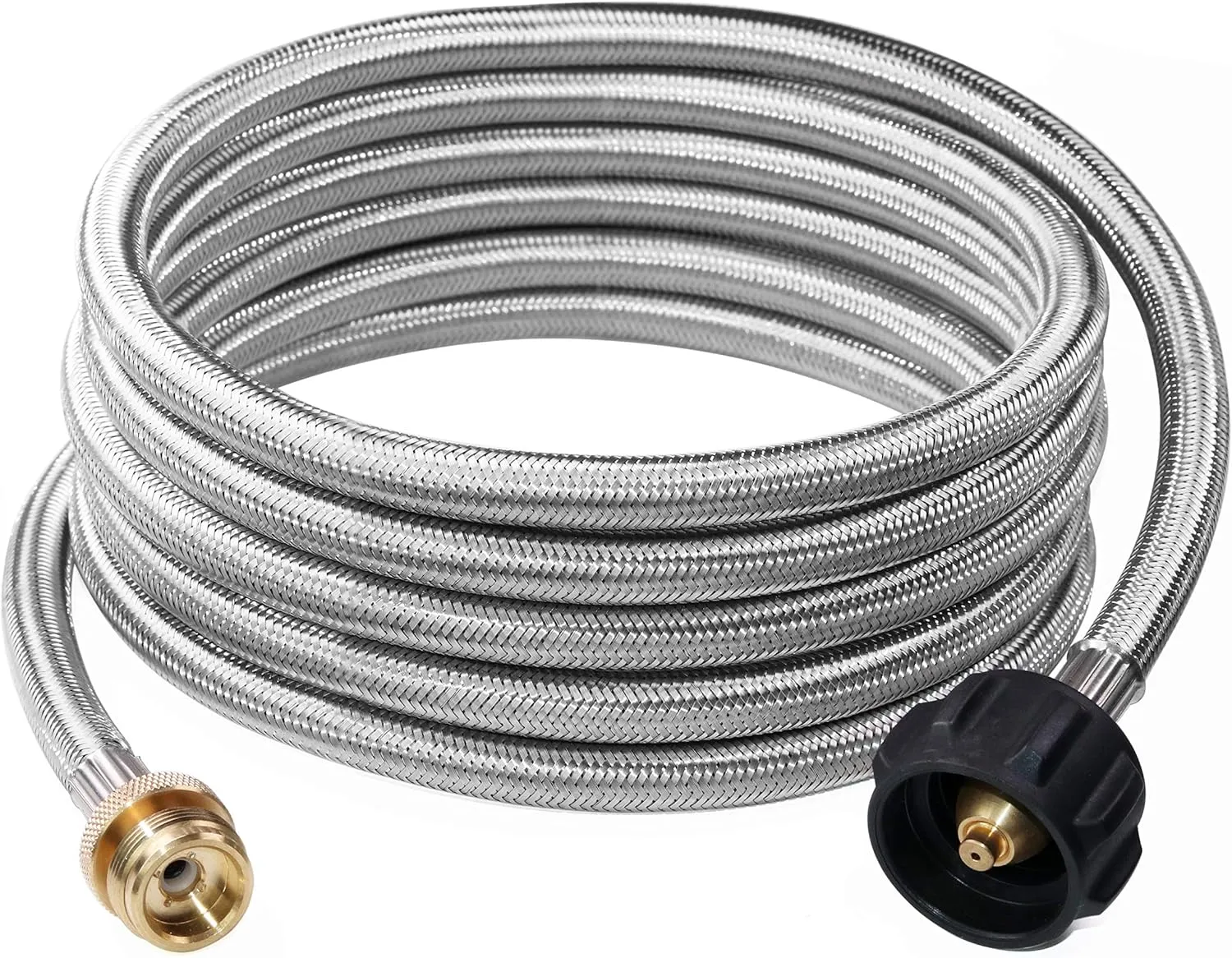 DOZYANT 12 Feet Stainless Steel Braided Propane Adapter Hose 1 lb to 20 lb Converter Replacement for QCC1/Type1 Tank Connects 1 LB Bulk Portable Appliance to 20 lb Propane Tank - Safety Certified