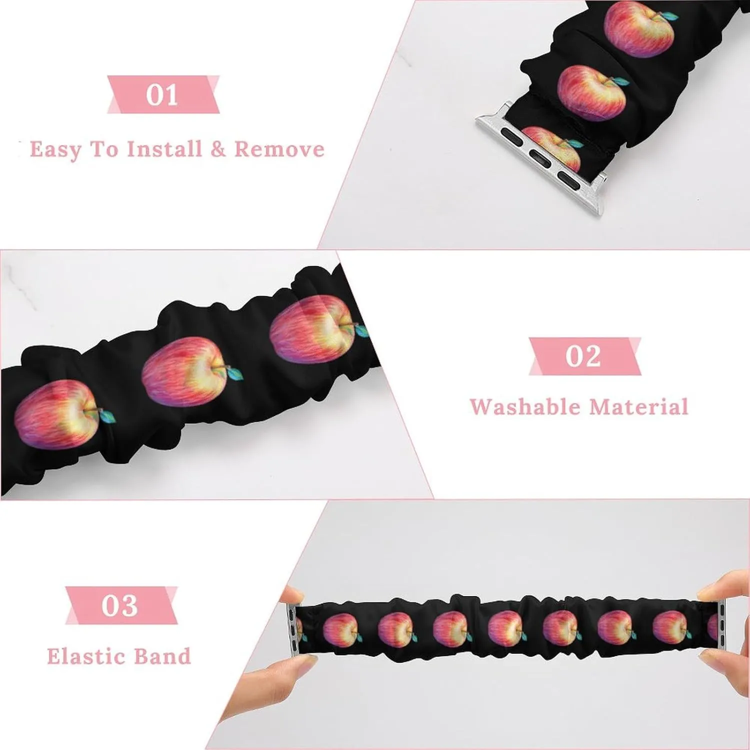 Drawing Fruit Fashion Watch Strap Scrunchies Wristbands Compatible With IWatch Series