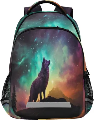 Dreamscapes Wolf Design Waterproof Backpack - Casual Outdoor Sports Daypack with Ergonomic Shoulder Straps#709