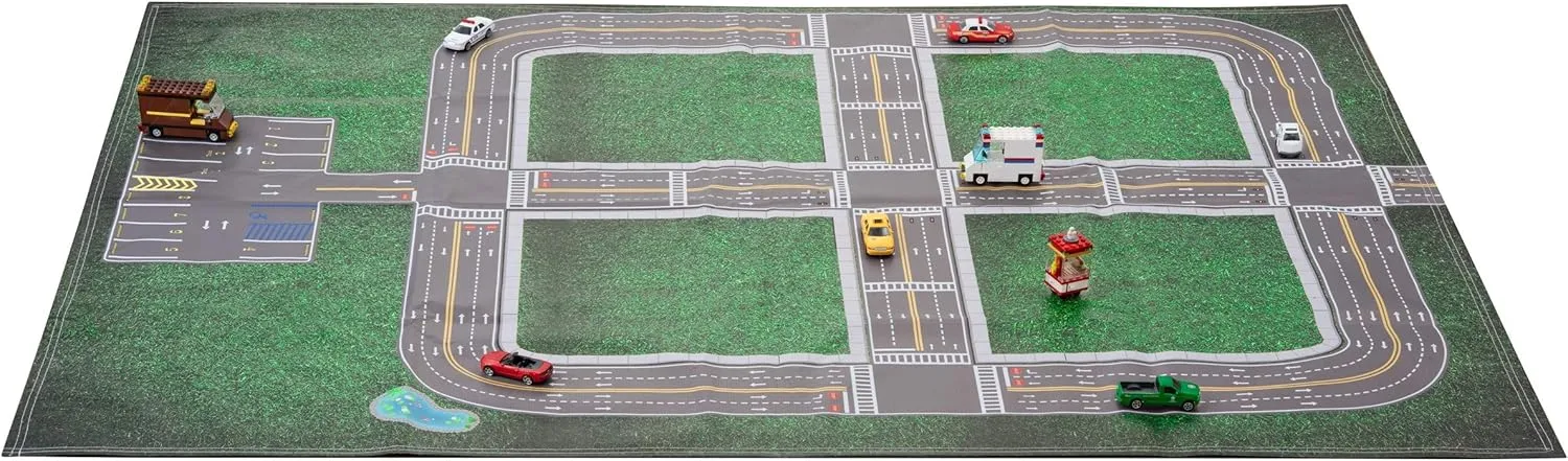Drive N Learn Car Play Mat City Town and Parking Lot My Home Town” for Kids Toys Cars Matchbox Road Great Gift Idea for Boys Girls Ages 3 or Above 57 x 42 Inch Vinyl Plastic