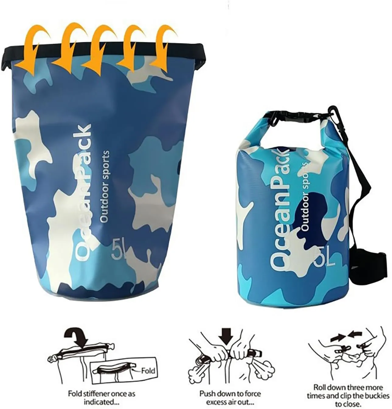 Dry Bag Waterproof for Women, 5L/10L/20L Roll Top Lightweight Dry Storage Bag Backpack for Travel, Swimming, Boating, Kayaking, Camping & Beach (PINK CAMO, 20L)