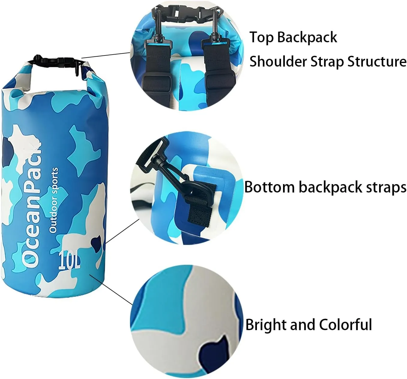 Dry Bag Waterproof for Women, 5L/10L/20L Roll Top Lightweight Dry Storage Bag Backpack for Travel, Swimming, Boating, Kayaking, Camping & Beach (PINK CAMO, 20L)