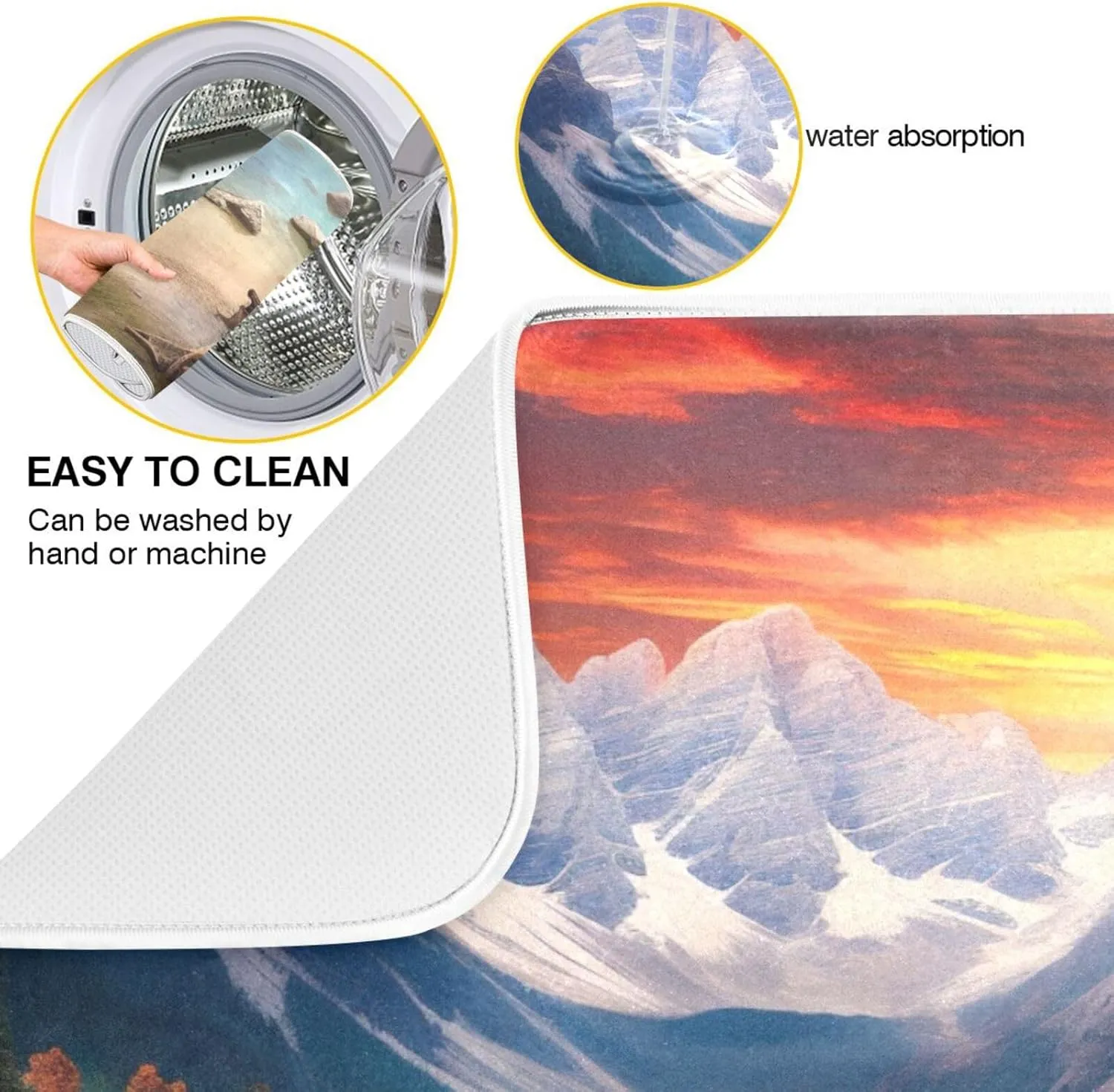 Drying Mat For Kitchen Counter 18" X 24" Microfiber Absorbent Lake Mountains Sightseeing Placemat for Heat-Resistant Kitchen Countertops 21215365