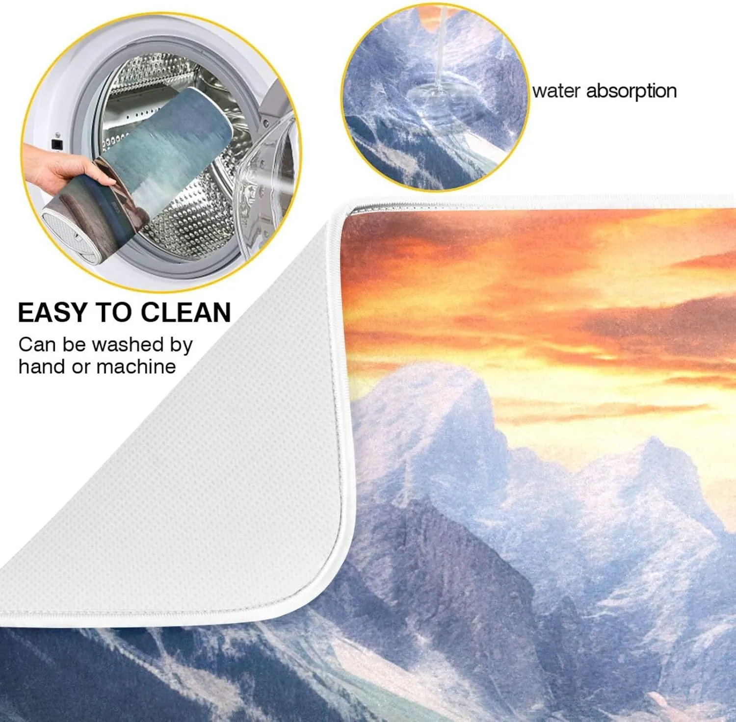 Drying Mat For Kitchen Counter 18" X 24" Microfiber Absorbent Lake Mountains Sightseeing Placemat for Heat-Resistant Kitchen Countertops 21215366