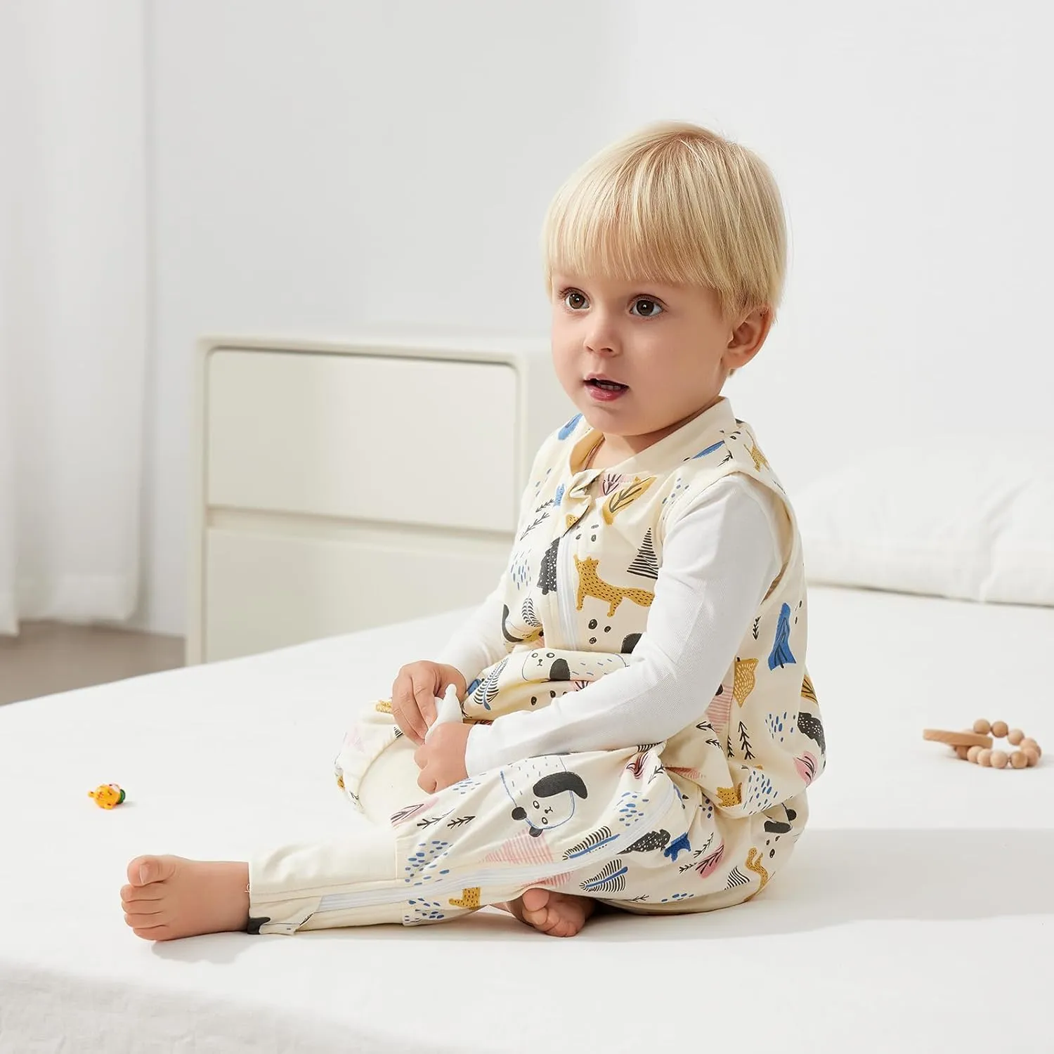 Duomiaomiao 0.5 TOG Toddler Sleep Sack 12-24 Months 100% Cotton Lightweight Baby Sleep Sack with Feet, Breathable Comfy Toddler Wearable Blanket