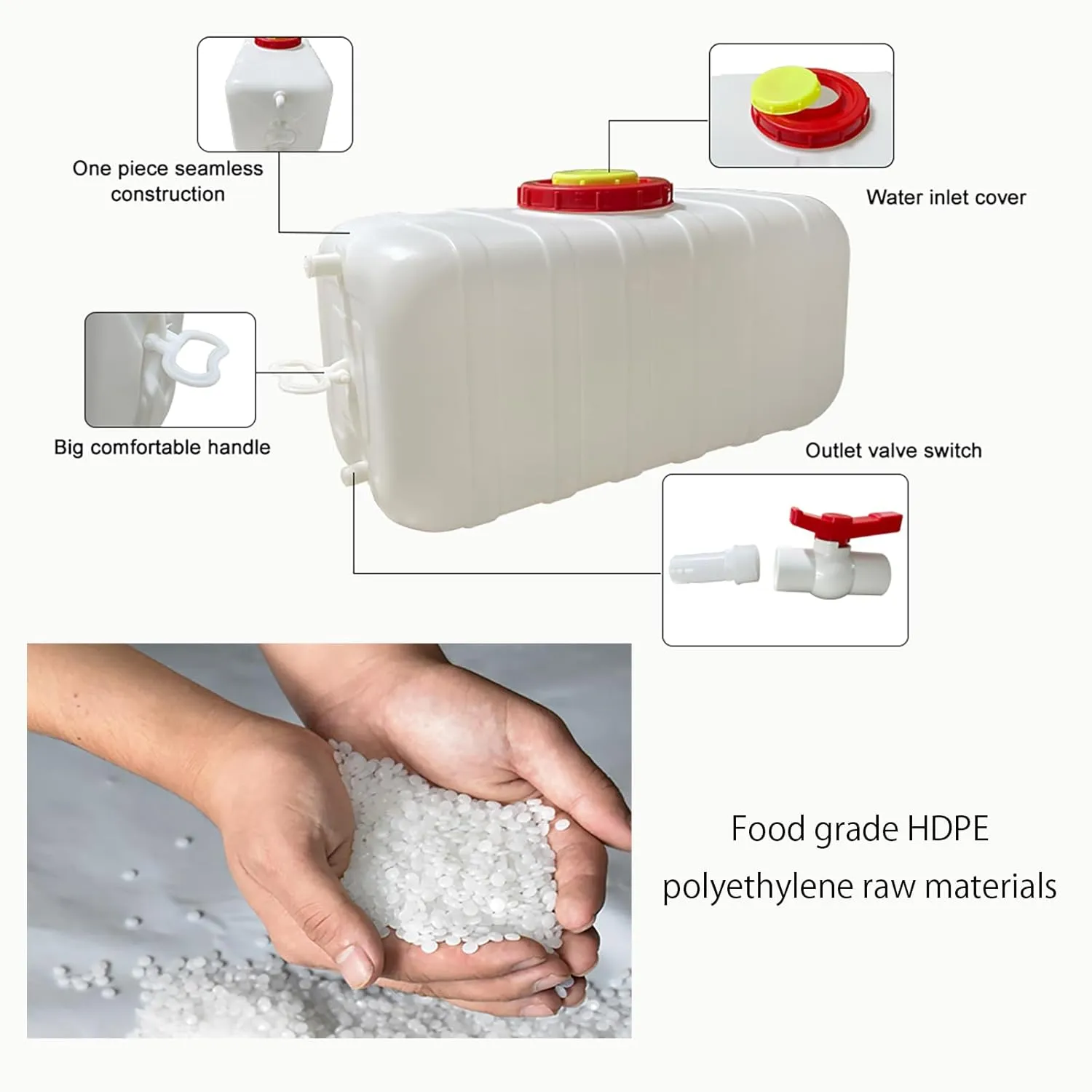 Durable and Reliable Water Storage Containers, Large Drop-Resistant Plastic Water Tank Household Water Storage Solution for Outdoor Camping RV Self-Driving Tour(Size:80L)