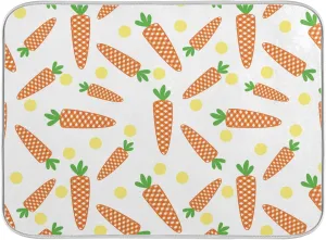 Easter Checkered Carrots Dish Drying Mat, 18x24inch Soft Foldable Absorbent Dishes Drainer/Rack Pad for Kitchen Countertop