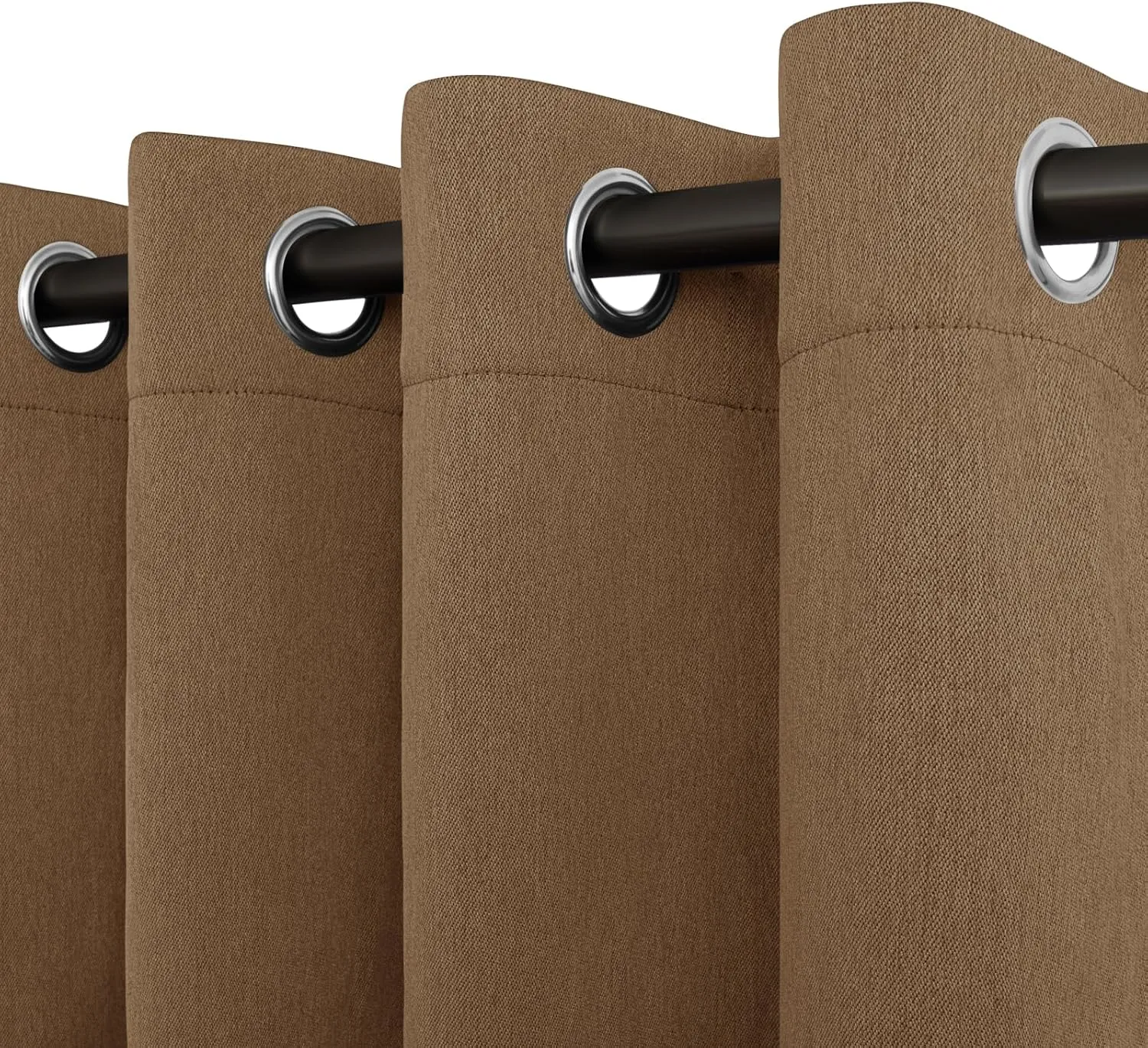 Easy-Going Linen Look Blackout Curtain 84 Inch Length Grommet Window Curtain Drapes for Bedroom, Living Room Thermal Insulated Room Darkening (Set of 2 Panels, Brown)