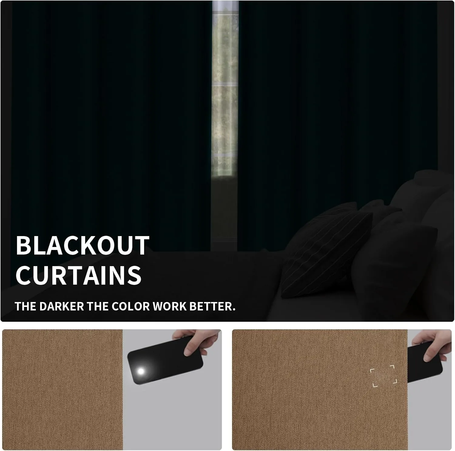 Easy-Going Linen Look Blackout Curtain 84 Inch Length Grommet Window Curtain Drapes for Bedroom, Living Room Thermal Insulated Room Darkening (Set of 2 Panels, Brown)