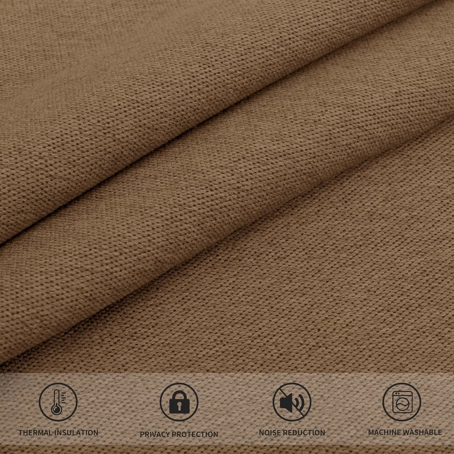 Easy-Going Linen Look Blackout Curtain 84 Inch Length Grommet Window Curtain Drapes for Bedroom, Living Room Thermal Insulated Room Darkening (Set of 2 Panels, Brown)