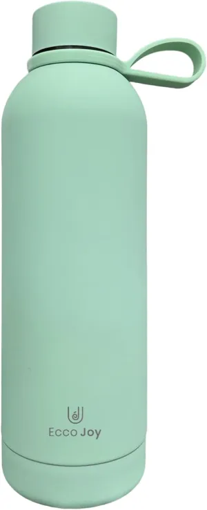 Ecco Joy Reusable Stainless Steel water bottles - insulated Water Bottle - Thermos soft touch with neck tags - travel water bottle - Long Lasting Hot or Cold Drinks – Teal